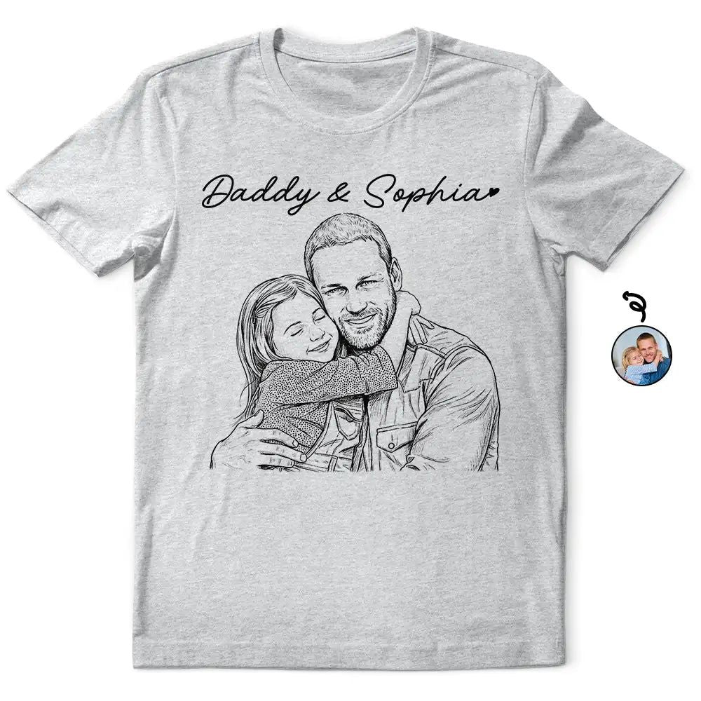 Custom Photo Pencil Sketch Best Dad Grandpa Ever Portrait - Personalized T Shirt