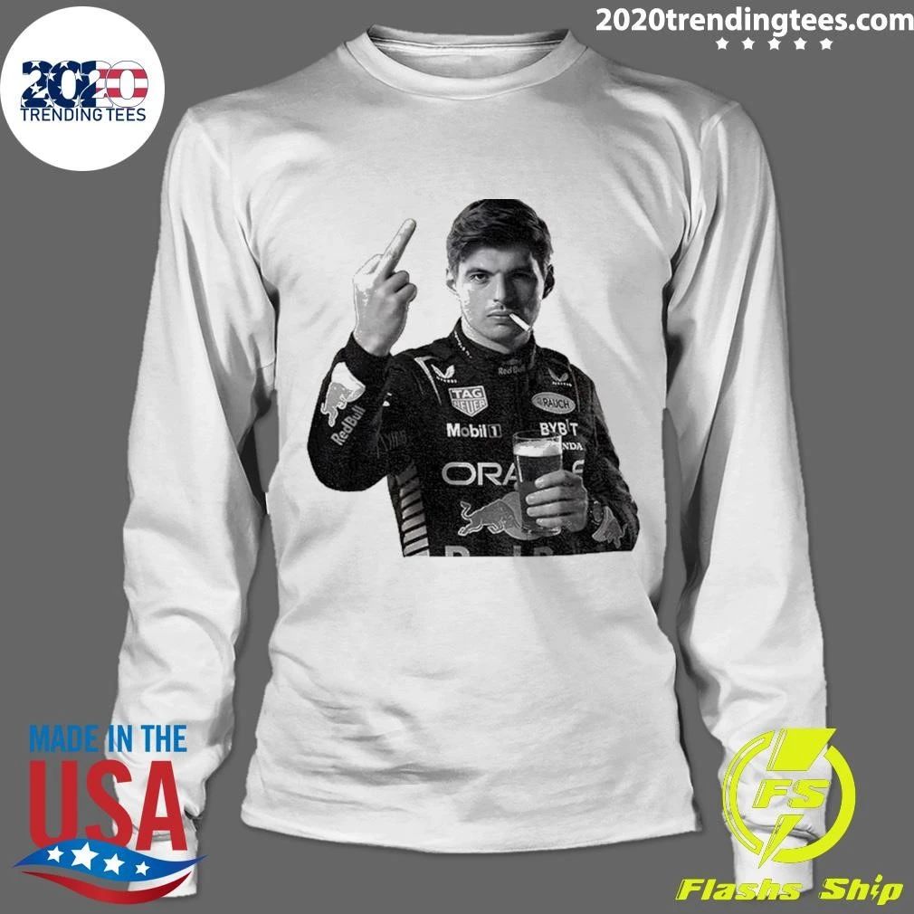 Max Verstappen Formula One Racing Beer Smoking Middle Finger Shirt
