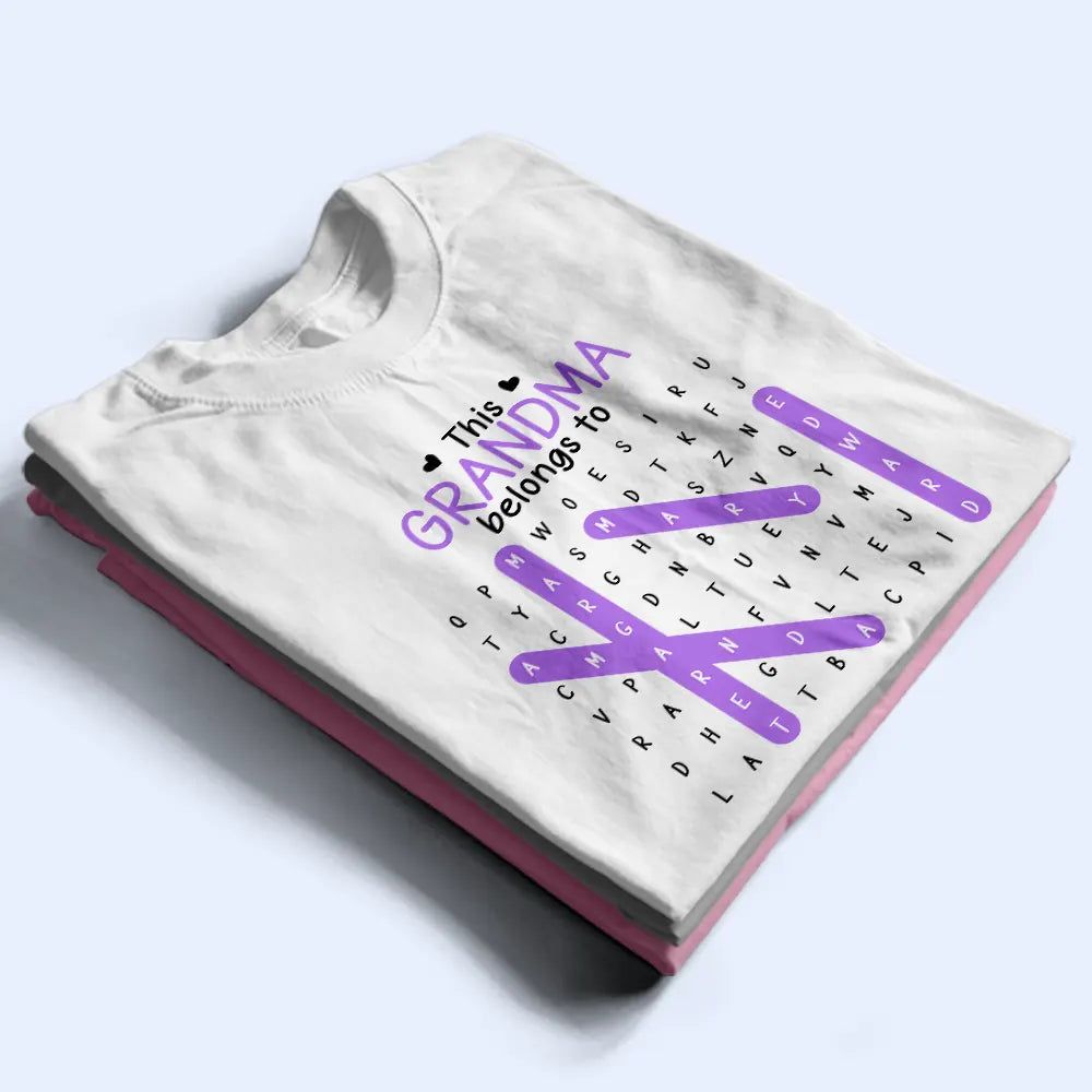 Word Search Puzzle This Grandpa Grandma Belongs To Kids - Personalized T Shirt