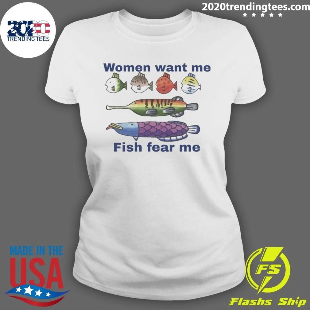Women Want Me Fish Fear Me Frutiger Aero Fashion Tee Shirt