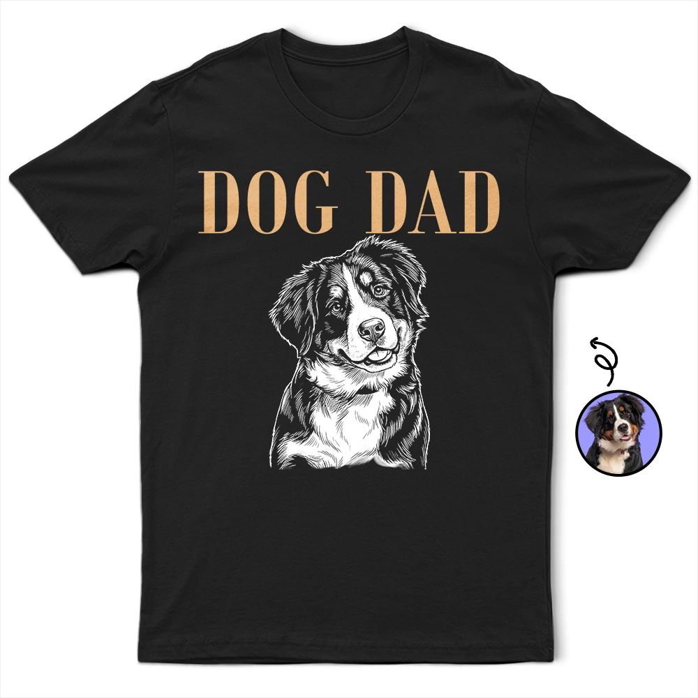 Custom Photo White Pencil Sketch Art Pet Dad Pet Mom Lovely Portrait - Personalized T Shirt