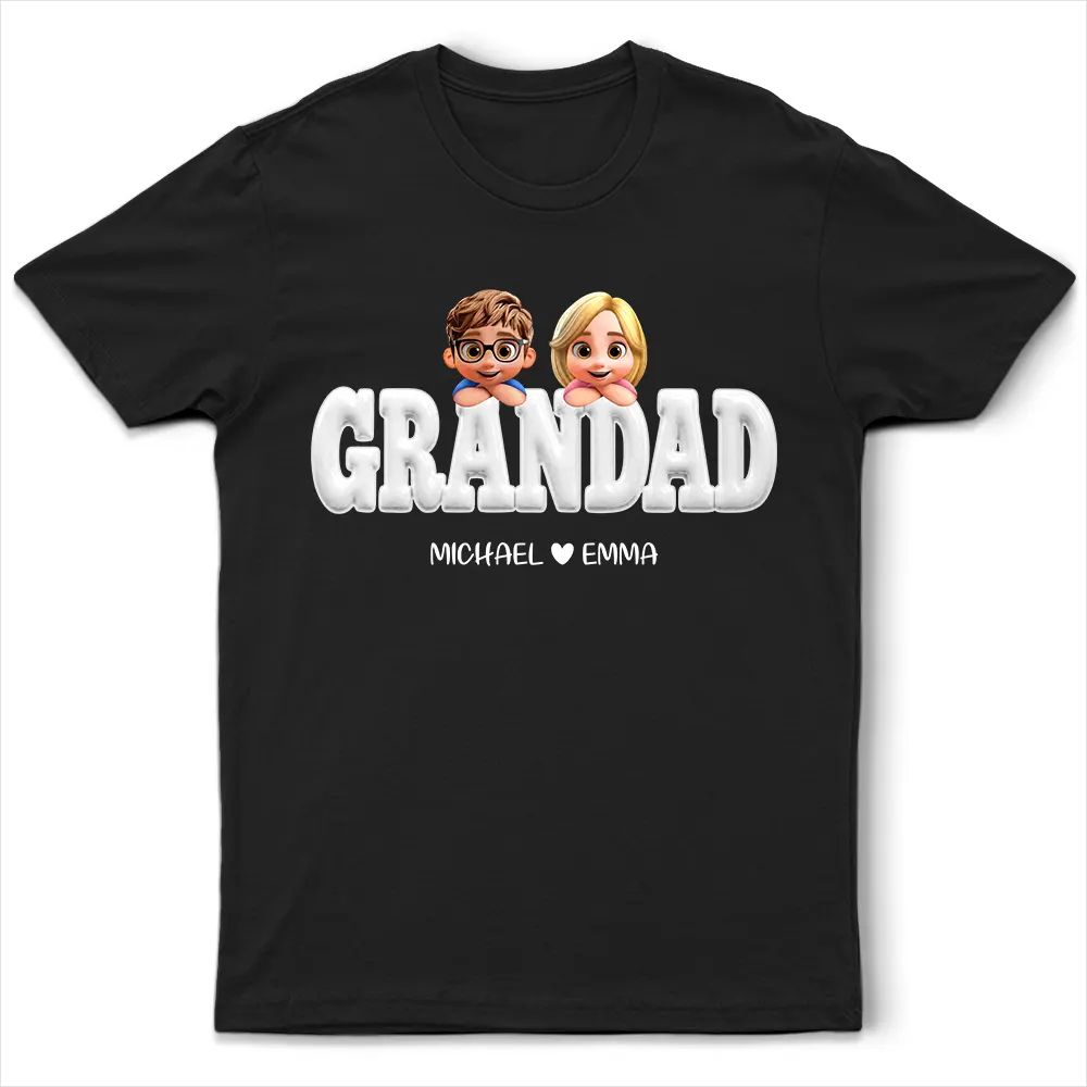 Retro Papa Grandpa Dad Daddy Printed 3D Effect - Personalized T Shirt