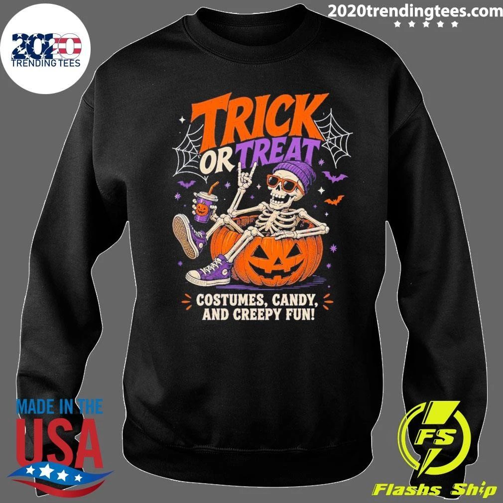 Skeleton Halloween Trick Or Treat Costumes, Candy, and Creepy Fun Shirt