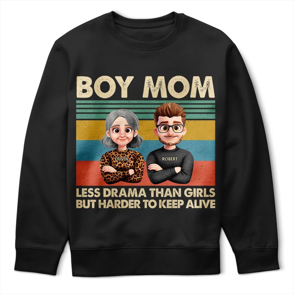 Boy Mom Less Drama Than Girls But Harder To Keep Alive 3D Art - Personalized T Shirt