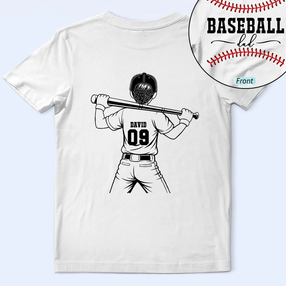 Baseball Mom Dad Kid Backside - Personalized T Shirt