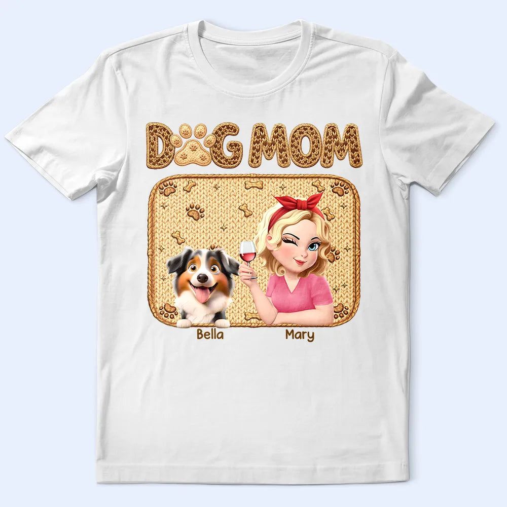 Faux Embroidery Effect Dog Mom Dog Mum - Personalized T Shirt