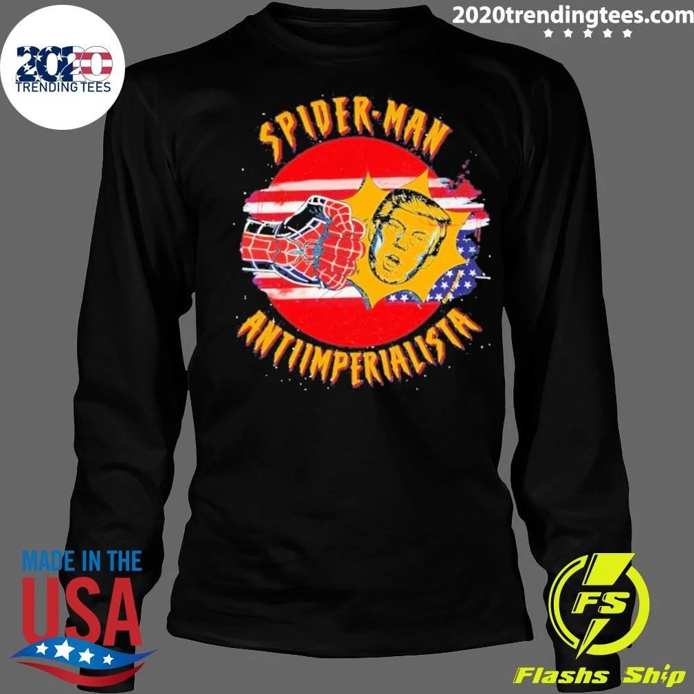 Spiderman Punch Trump Antiimperialista Usa Flag Shirt