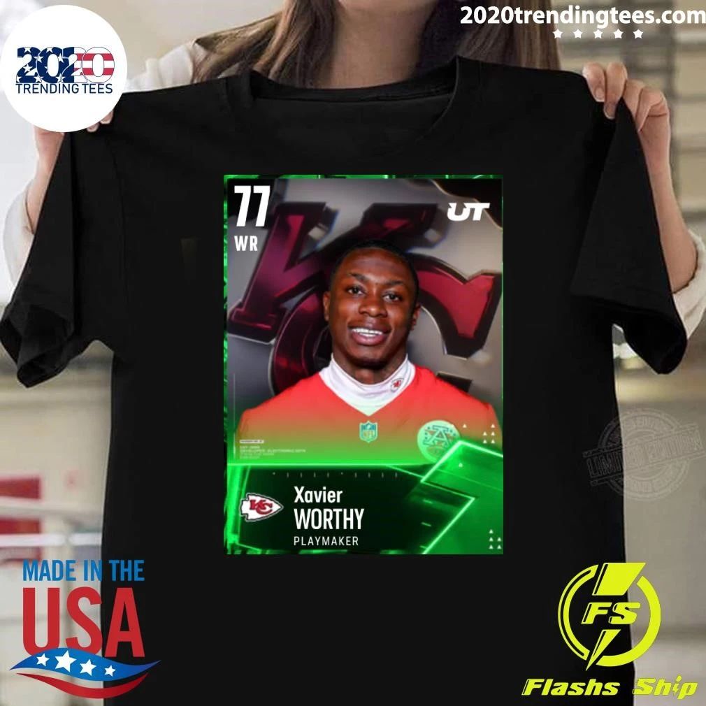 Xavier Worthy Kansas City Chiefs WR #77 Playmaker Portrait Graphic Shirt