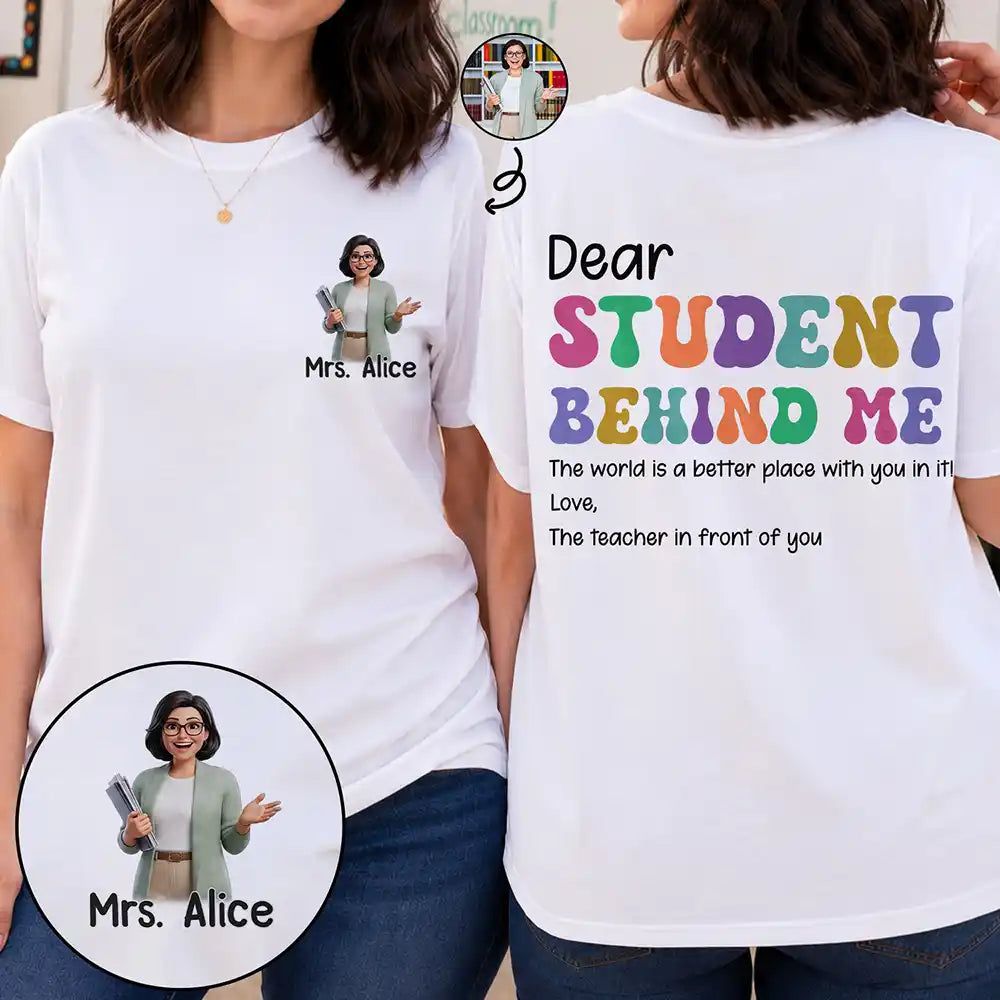 Custom Photo Cartoon Portrait The World Is A Better Place With You in It Gift For Bus Driver - Personalized T Shirt