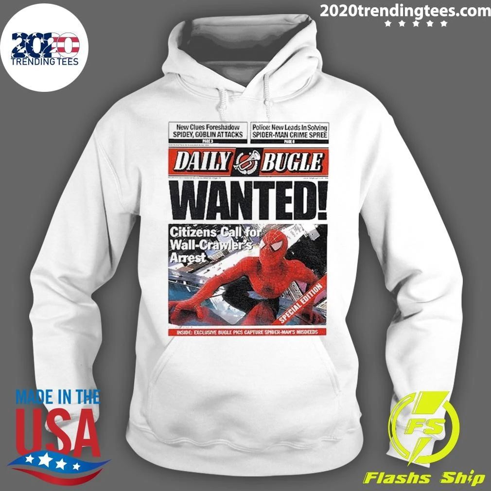 Spiderman Daily Bugle Wanted Newspaper Prop Replica Shirt