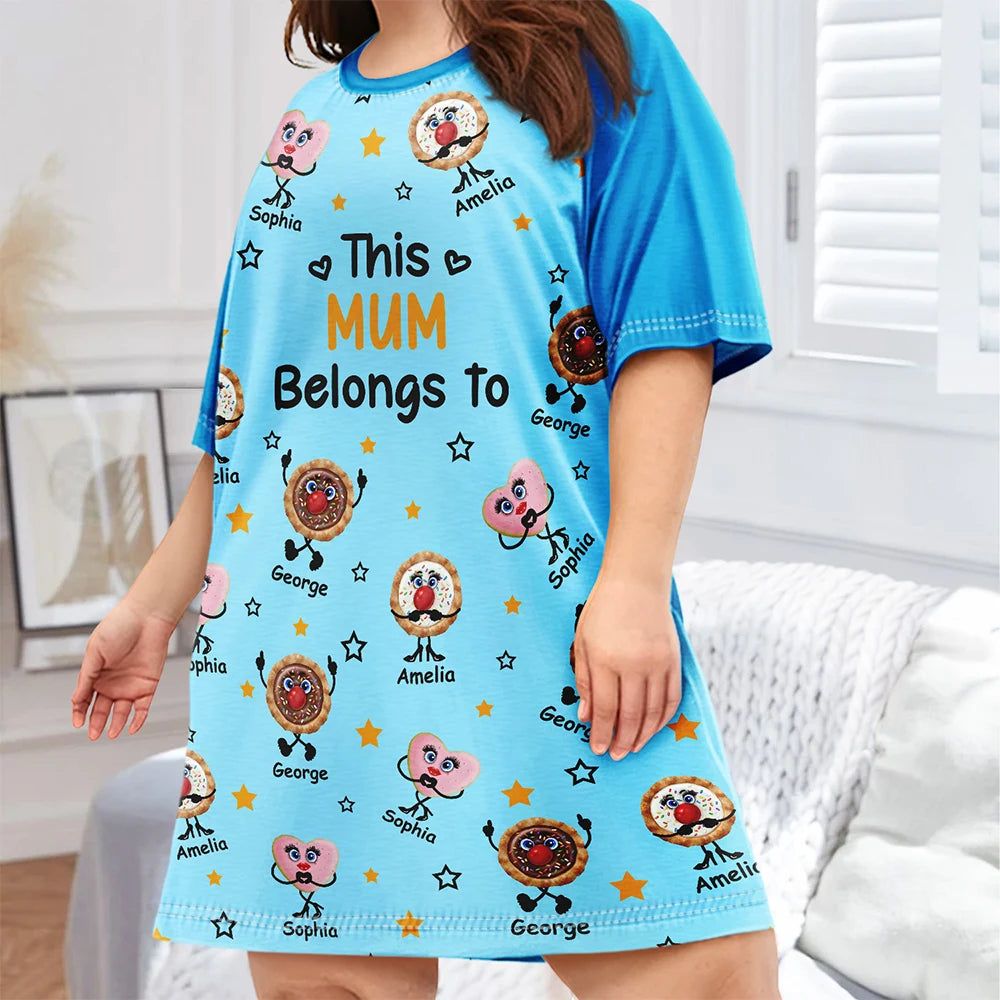 This Grandma Belongs To Kids Pet Biscuits - Personalized Women's Sleep Tee