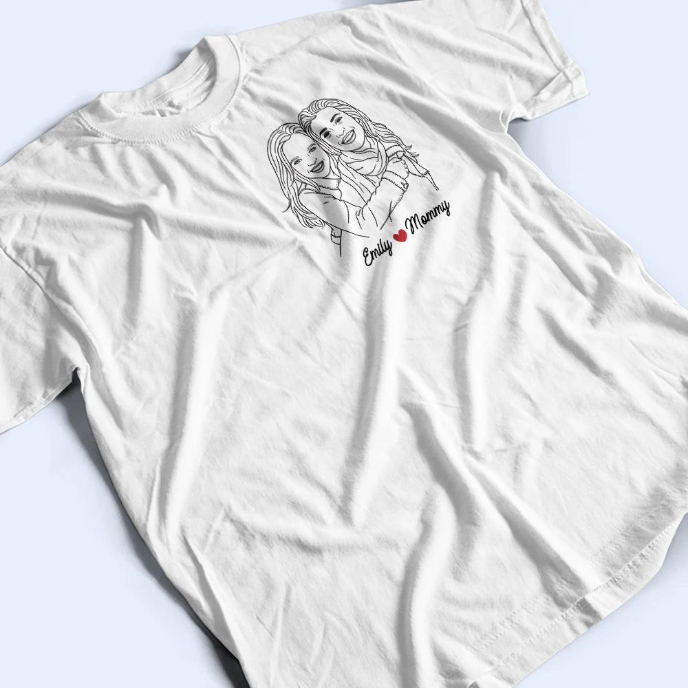 Custom Photo Outline Sketch Family Portrait Since - Personalized T Shirt