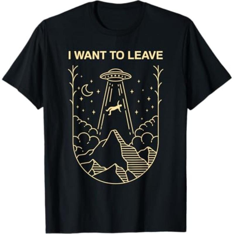 vintage Funny Alien UFO Extraterrestrial I Want To Leave Alien Lover T-Shirt Hoodie Sweatshirt | PrintMintTees.com