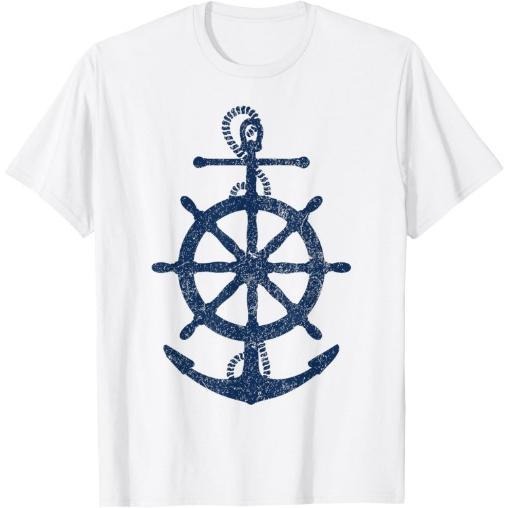 vintage distressed sail boating nautical grungy navy anchor T-Shirt Made in USA Hoodie Sweatshirt | PrintMintTees.com