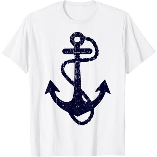 vintage distressed sailing boat nautical grungy navy anchor T-Shirt Made in USA Hoodie Sweatshirt | PrintMintTees.com