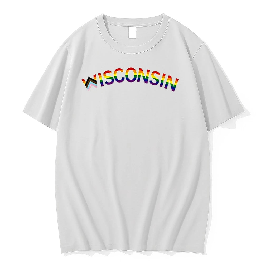 Wisconsin Text Progress Pride Flag 0 Tshirts Sweater