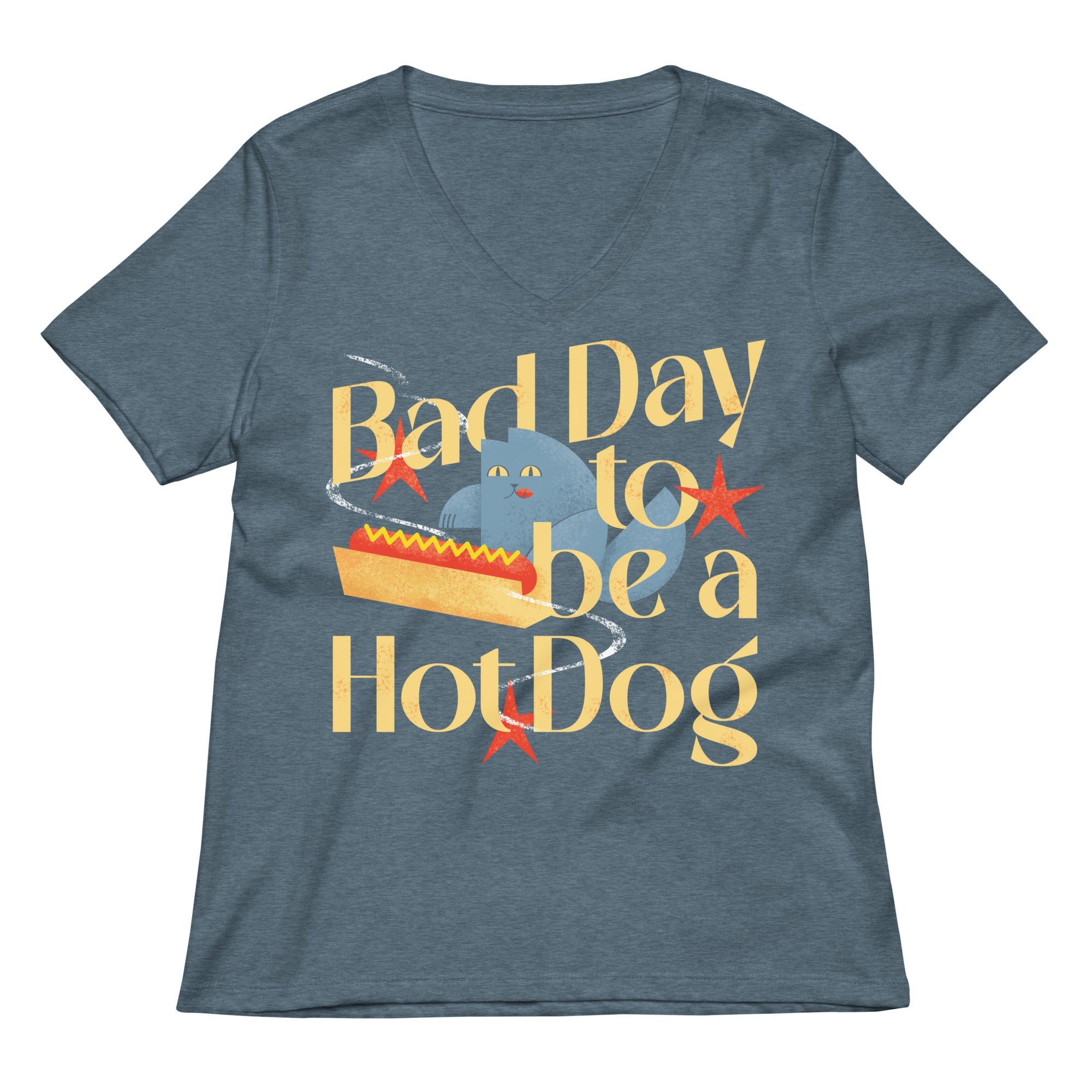 Bad Day To Be A Hot Dog Women's V-Neck Tee